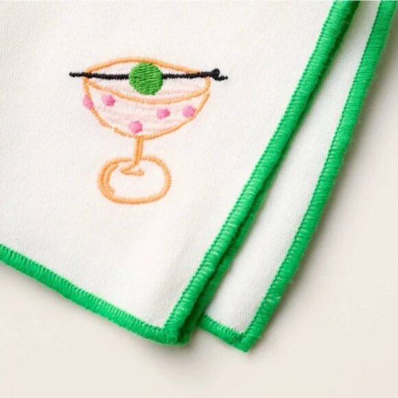 kate spade new york x Target Embroidered Icon Cloth Cocktail Napkins Cream NWT - Picture 2 of 2
